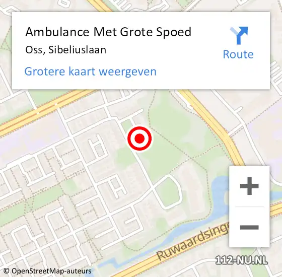 Locatie op kaart van de 112 melding: Ambulance Met Grote Spoed Naar Oss, Sibeliuslaan op 20 januari 2018 19:14