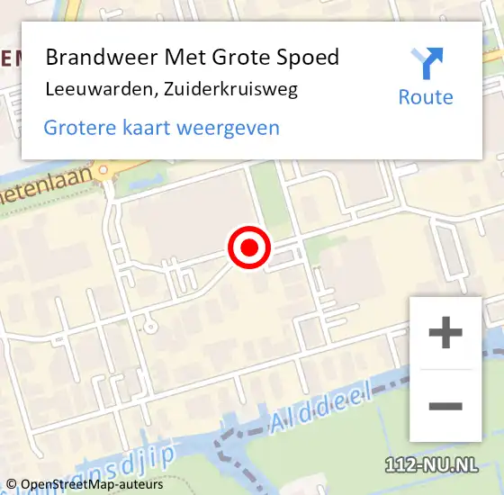 Locatie op kaart van de 112 melding: Brandweer Met Grote Spoed Naar Leeuwarden, Zuiderkruisweg op 20 januari 2018 20:02