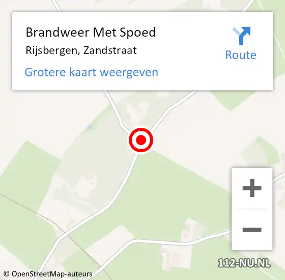 Locatie op kaart van de 112 melding: Brandweer Met Spoed Naar Rijsbergen, Zandstraat op 20 januari 2018 20:43