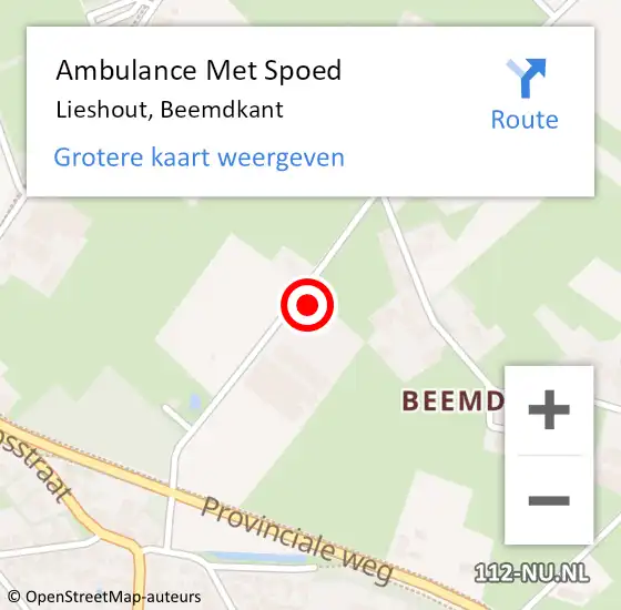 Locatie op kaart van de 112 melding: Ambulance Met Spoed Naar Lieshout, Beemdkant op 20 januari 2018 20:59