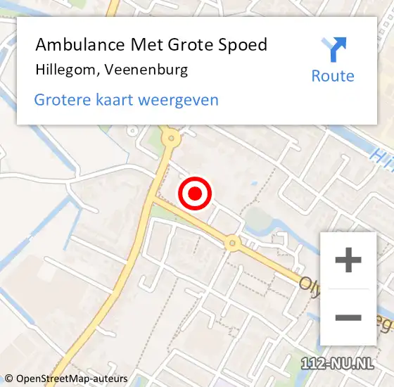 Locatie op kaart van de 112 melding: Ambulance Met Grote Spoed Naar Hillegom, Veenenburg op 20 januari 2018 21:12