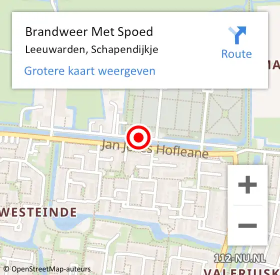 Locatie op kaart van de 112 melding: Brandweer Met Spoed Naar Leeuwarden, Schapendijkje op 13 februari 2014 19:30