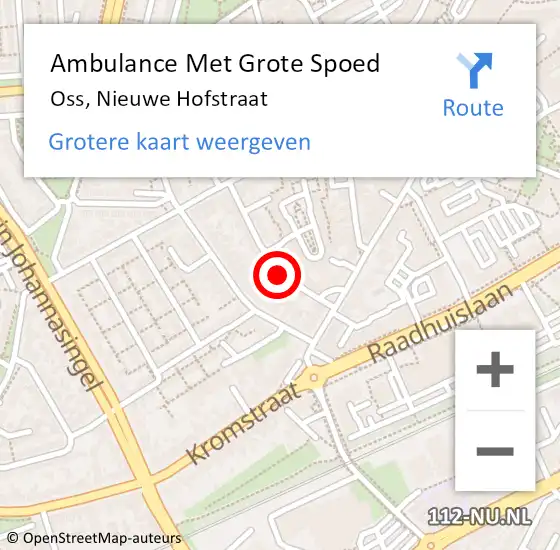 Locatie op kaart van de 112 melding: Ambulance Met Grote Spoed Naar Oss, Nieuwe Hofstraat op 20 januari 2018 23:02