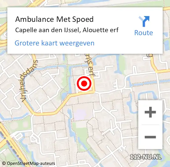 Locatie op kaart van de 112 melding: Ambulance Met Spoed Naar Capelle aan den IJssel, Alouette erf op 20 januari 2018 23:31
