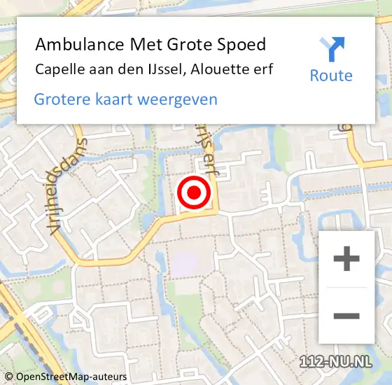 Locatie op kaart van de 112 melding: Ambulance Met Grote Spoed Naar Capelle aan den IJssel, Alouette erf op 20 januari 2018 23:36