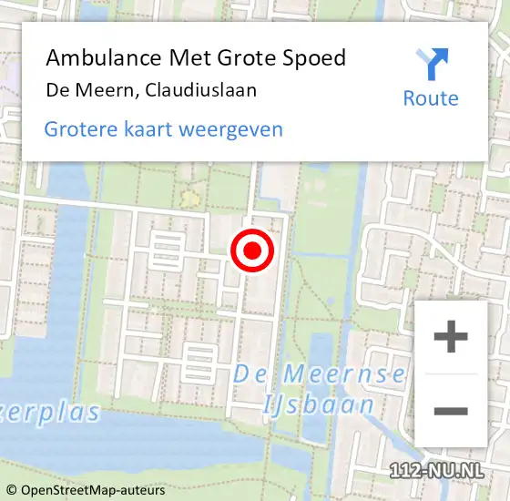 Locatie op kaart van de 112 melding: Ambulance Met Grote Spoed Naar De Meern, Claudiuslaan op 21 januari 2018 00:05