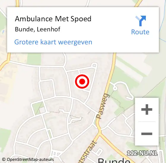 Locatie op kaart van de 112 melding: Ambulance Met Spoed Naar Bunde, Leenhof op 13 februari 2014 19:38