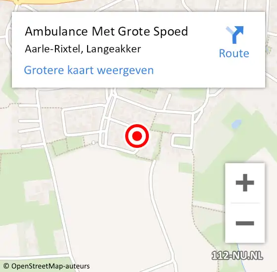 Locatie op kaart van de 112 melding: Ambulance Met Grote Spoed Naar Aarle-Rixtel, Langeakker op 21 januari 2018 00:19