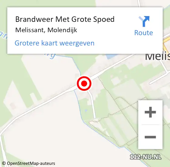 Locatie op kaart van de 112 melding: Brandweer Met Grote Spoed Naar Melissant, Molendijk op 21 januari 2018 01:12