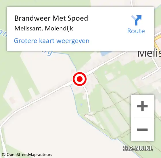 Locatie op kaart van de 112 melding: Brandweer Met Spoed Naar Melissant, Molendijk op 21 januari 2018 01:52