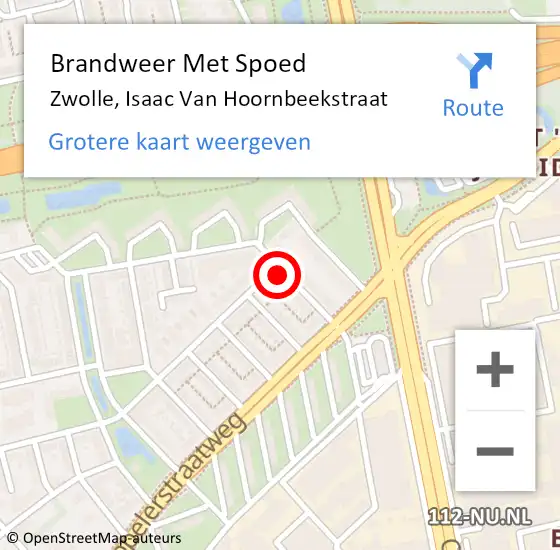 Locatie op kaart van de 112 melding: Brandweer Met Spoed Naar Zwolle, Isaac Van Hoornbeekstraat op 21 januari 2018 02:05