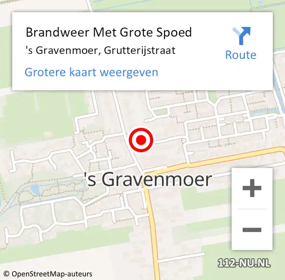 Locatie op kaart van de 112 melding: Brandweer Met Grote Spoed Naar 's Gravenmoer, Grutterijstraat op 13 februari 2014 19:48