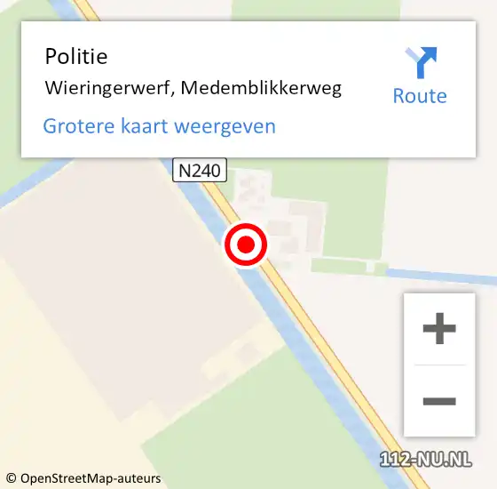 Locatie op kaart van de 112 melding: Politie Wieringerwerf, Medemblikkerweg op 21 januari 2018 03:14