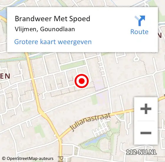 Locatie op kaart van de 112 melding: Brandweer Met Spoed Naar Vlijmen, Gounodlaan op 21 januari 2018 03:38