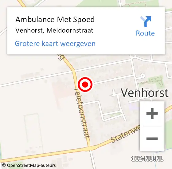 Locatie op kaart van de 112 melding: Ambulance Met Spoed Naar Venhorst, Meidoornstraat op 21 januari 2018 03:52