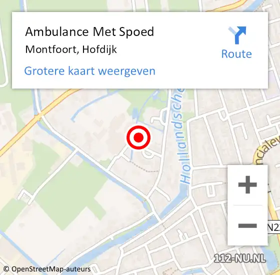 Locatie op kaart van de 112 melding: Ambulance Met Spoed Naar Montfoort, Hofdijk op 21 januari 2018 04:03