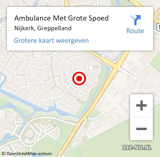 Locatie op kaart van de 112 melding: Ambulance Met Grote Spoed Naar Nijkerk, Greppelland op 21 januari 2018 04:34