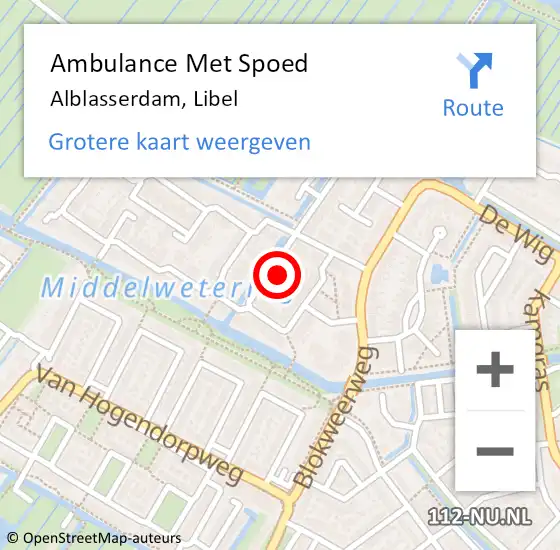 Locatie op kaart van de 112 melding: Ambulance Met Spoed Naar Alblasserdam, Libel op 21 januari 2018 05:42