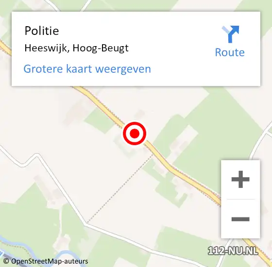 Locatie op kaart van de 112 melding: Politie Heeswijk, Hoog-Beugt op 21 januari 2018 05:58