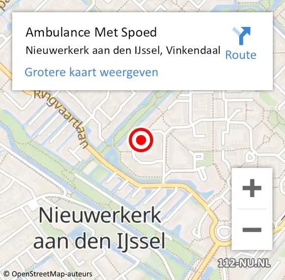 Locatie op kaart van de 112 melding: Ambulance Met Spoed Naar Nieuwerkerk aan den IJssel, Vinkendaal op 21 januari 2018 06:22