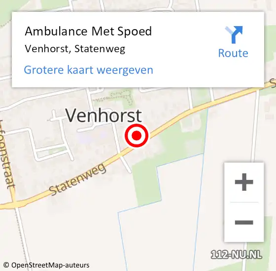 Locatie op kaart van de 112 melding: Ambulance Met Spoed Naar Venhorst, Statenweg op 13 februari 2014 20:03