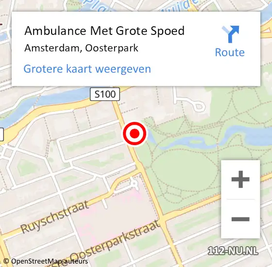 Locatie op kaart van de 112 melding: Ambulance Met Grote Spoed Naar Amsterdam, Oosterpark op 21 januari 2018 08:03