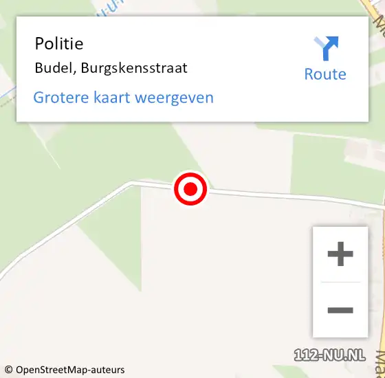 Locatie op kaart van de 112 melding: Politie Budel, Burgskensstraat op 21 januari 2018 08:28