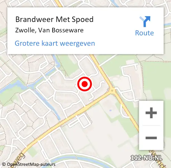 Locatie op kaart van de 112 melding: Brandweer Met Spoed Naar Zwolle, Van Bosseware op 21 januari 2018 08:29