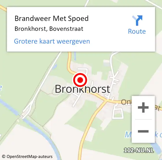 Locatie op kaart van de 112 melding: Brandweer Met Spoed Naar Bronkhorst, Bovenstraat op 21 januari 2018 08:36