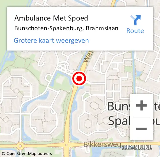 Locatie op kaart van de 112 melding: Ambulance Met Spoed Naar Bunschoten-Spakenburg, Brahmslaan op 21 januari 2018 09:07