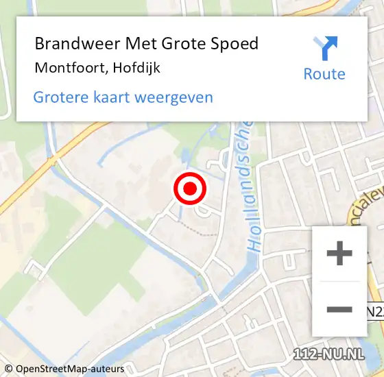 Locatie op kaart van de 112 melding: Brandweer Met Grote Spoed Naar Montfoort, Hofdijk op 21 januari 2018 09:13
