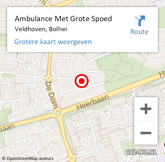 Locatie op kaart van de 112 melding: Ambulance Met Grote Spoed Naar Veldhoven, Bolhei op 21 januari 2018 09:28