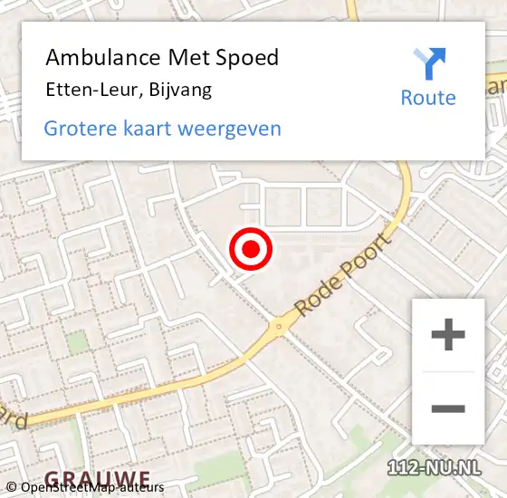 Locatie op kaart van de 112 melding: Ambulance Met Spoed Naar Etten-Leur, Bijvang op 21 januari 2018 09:55