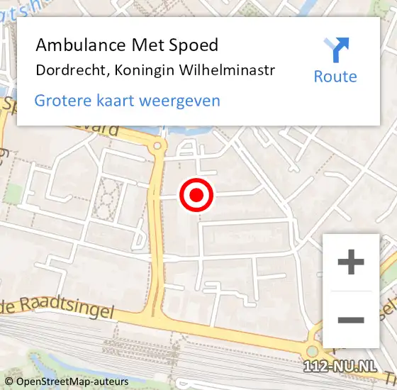 Locatie op kaart van de 112 melding: Ambulance Met Spoed Naar Dordrecht, Koningin Wilhelminastr op 21 januari 2018 09:58