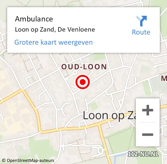 Locatie op kaart van de 112 melding: Ambulance Loon op Zand, De Venloene op 21 januari 2018 09:59