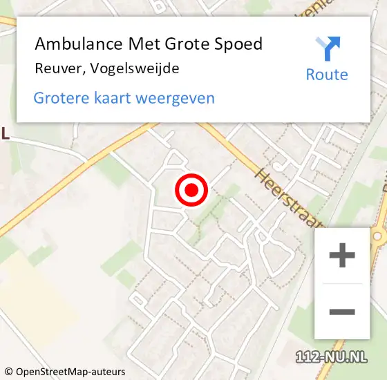 Locatie op kaart van de 112 melding: Ambulance Met Grote Spoed Naar Reuver, Vogelsweijde op 21 januari 2018 10:15