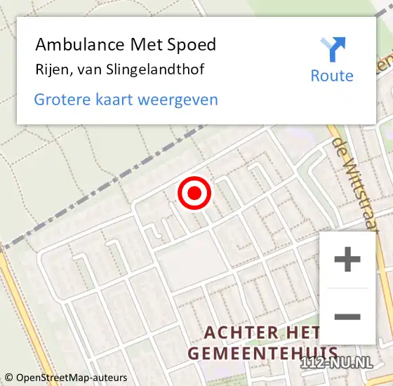 Locatie op kaart van de 112 melding: Ambulance Met Spoed Naar Rijen, van Slingelandthof op 21 januari 2018 10:18