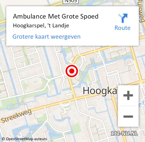 Locatie op kaart van de 112 melding: Ambulance Met Grote Spoed Naar Hoogkarspel, 't Landje op 21 januari 2018 11:42