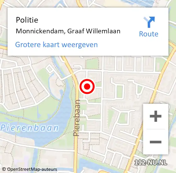 Locatie op kaart van de 112 melding: Politie Monnickendam, Graaf Willemlaan op 21 januari 2018 12:14