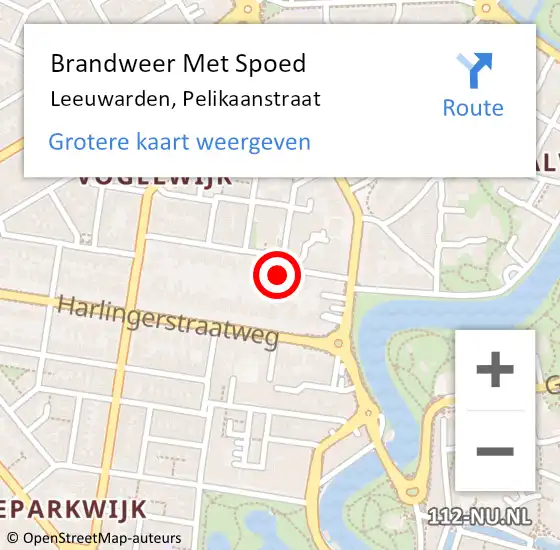 Locatie op kaart van de 112 melding: Brandweer Met Spoed Naar Leeuwarden, Pelikaanstraat op 21 januari 2018 12:16