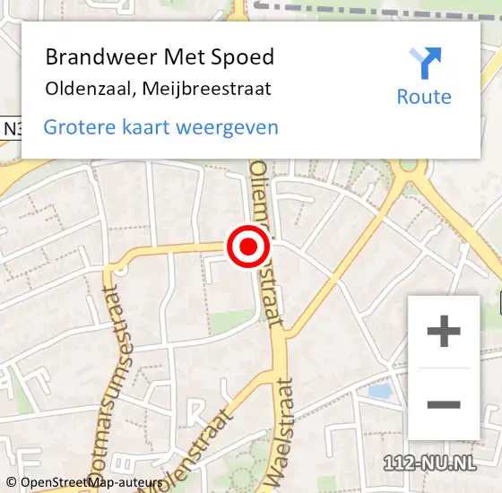 Locatie op kaart van de 112 melding: Brandweer Met Spoed Naar Oldenzaal, Meijbreestraat op 21 januari 2018 12:36