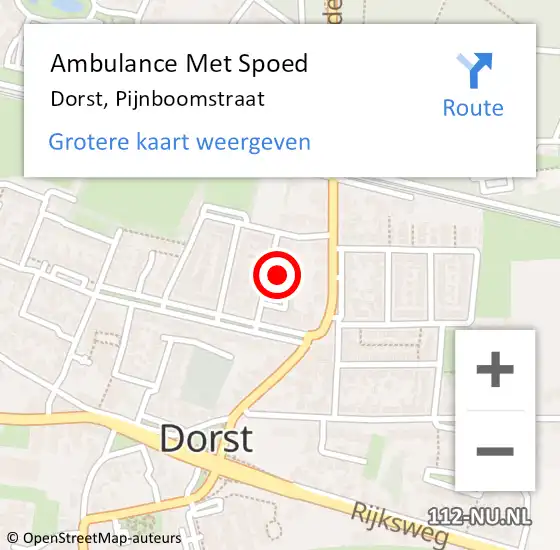 Locatie op kaart van de 112 melding: Ambulance Met Spoed Naar Dorst, Pijnboomstraat op 21 januari 2018 13:07