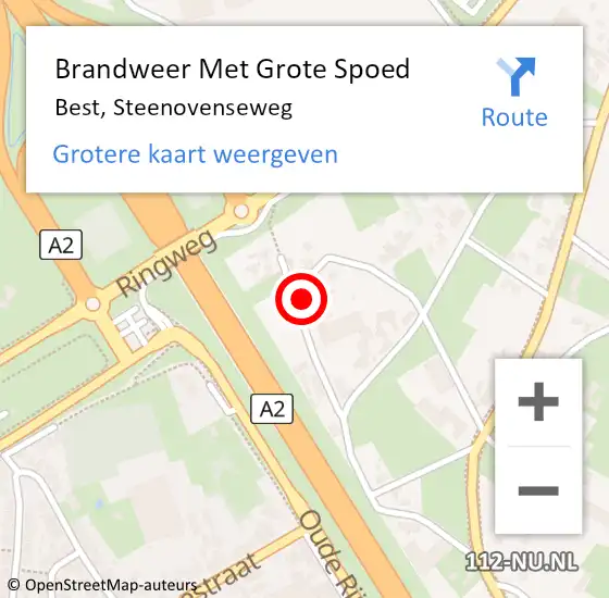 Locatie op kaart van de 112 melding: Brandweer Met Grote Spoed Naar Best, Steenovenseweg op 21 januari 2018 13:34