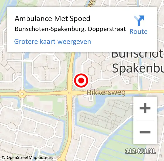 Locatie op kaart van de 112 melding: Ambulance Met Spoed Naar Bunschoten-Spakenburg, Dopperstraat op 21 januari 2018 13:46