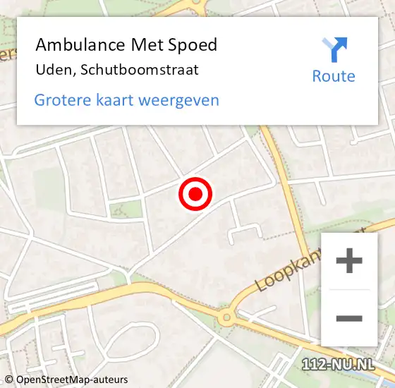 Locatie op kaart van de 112 melding: Ambulance Met Spoed Naar Uden, Schutboomstraat op 21 januari 2018 13:46