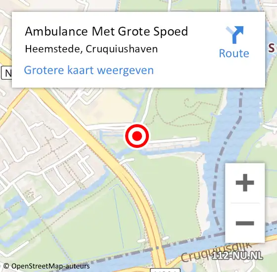 Locatie op kaart van de 112 melding: Ambulance Met Grote Spoed Naar Heemstede, Cruquiushaven op 21 januari 2018 13:50