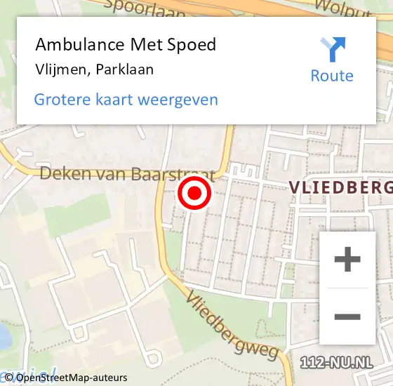 Locatie op kaart van de 112 melding: Ambulance Met Spoed Naar Vlijmen, Parklaan op 21 januari 2018 13:54