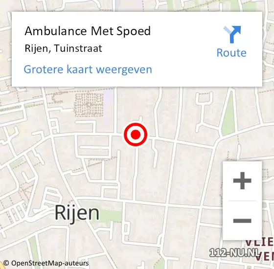 Locatie op kaart van de 112 melding: Ambulance Met Spoed Naar Rijen, Tuinstraat op 21 januari 2018 13:58