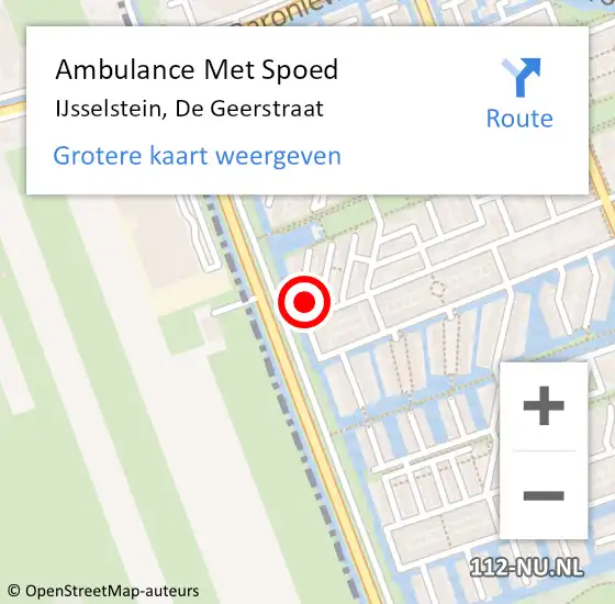 Locatie op kaart van de 112 melding: Ambulance Met Spoed Naar IJsselstein, De Geerstraat op 21 januari 2018 14:04