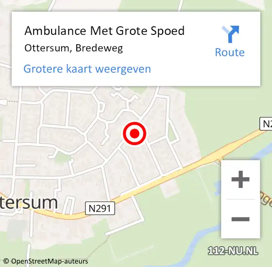 Locatie op kaart van de 112 melding: Ambulance Met Grote Spoed Naar Ottersum, Bredeweg op 21 januari 2018 14:36